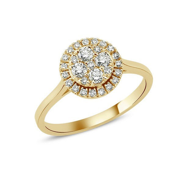 Nuran Posh ring i 14 kt guld med 0,45 ct diamanter i rosetdesign.